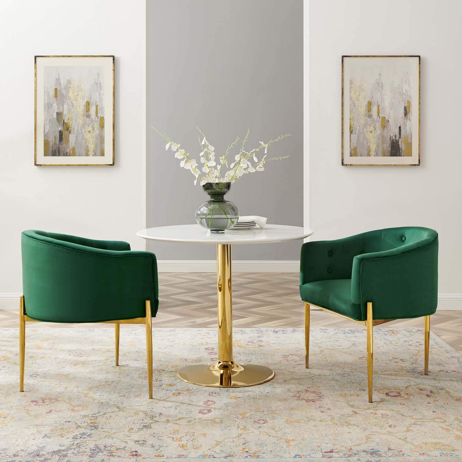 Modway Savour Tufted Performance Velvet Accent Chairs In Emerald - Set Of 2
